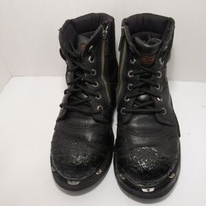 Harley Davidson Womens Leather Stealth Tech Tuff Riding Boots, Sz: 8.5" RN:81641